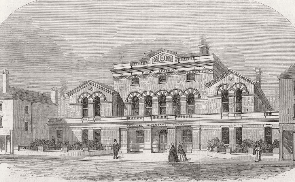 YORKS. Sheffield Public Hospital & Dispensary 1859 old antique print picture